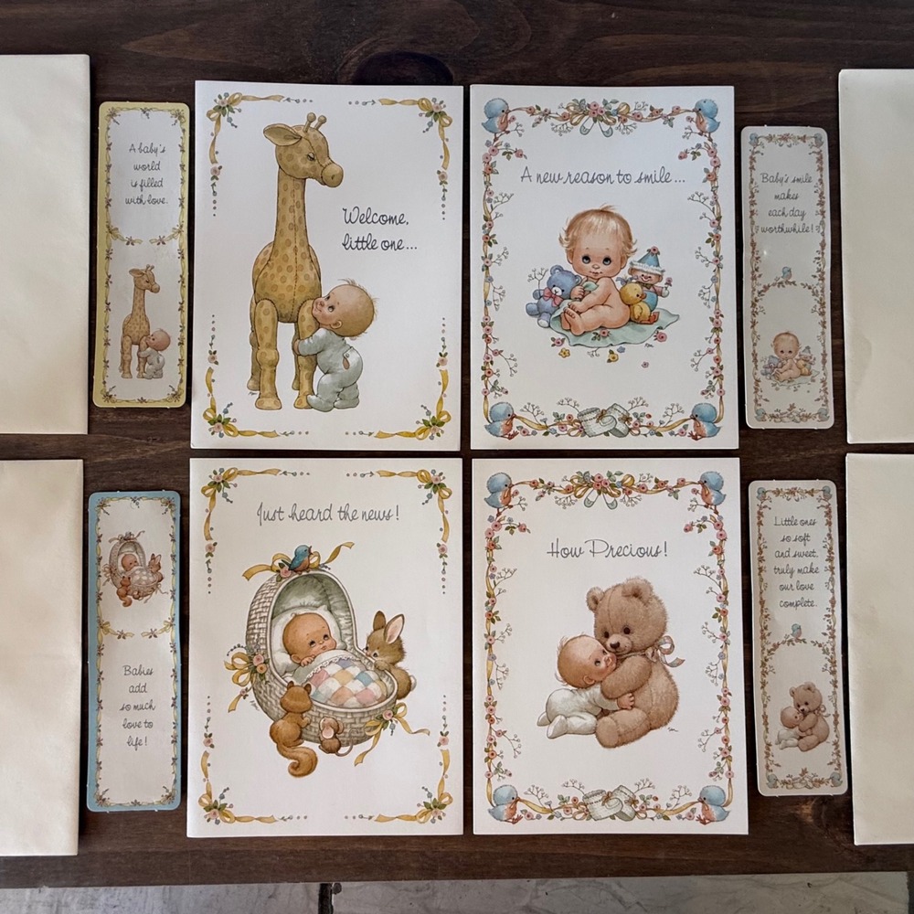 Vintage 1988 Current Ruth Morehead Baby Congratulations Cards Bookmark Set
